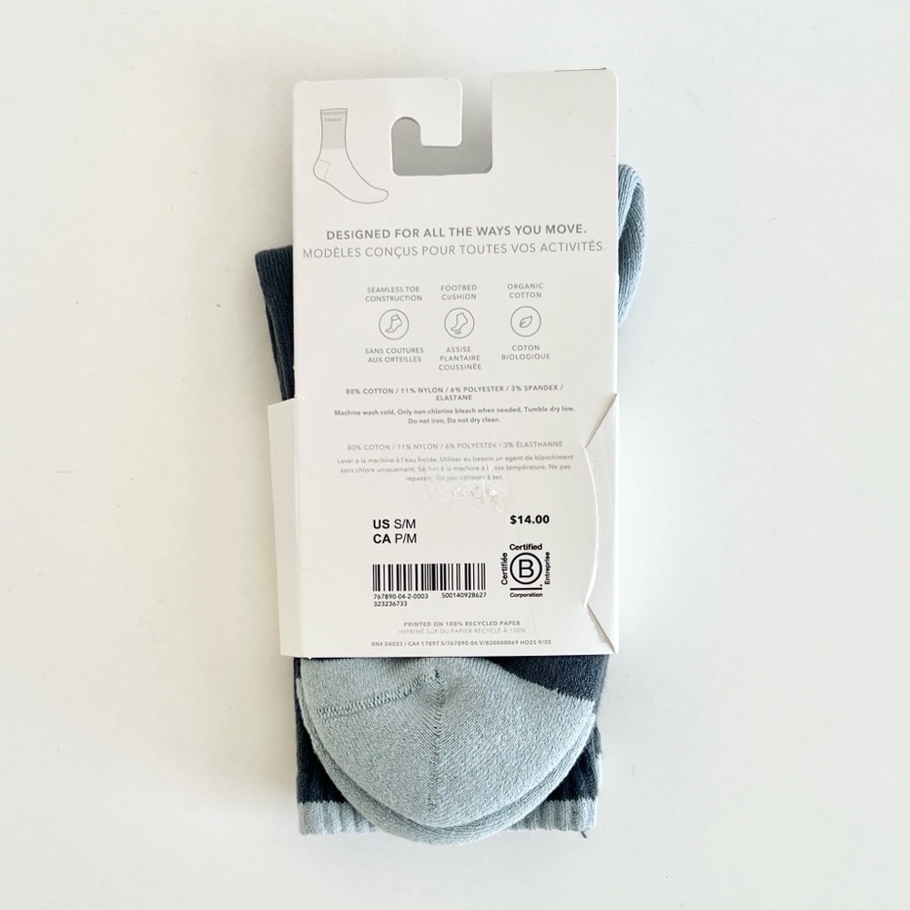 NWT Athleta Colorblock Everyday Crew Socks - Picture 2 of 2